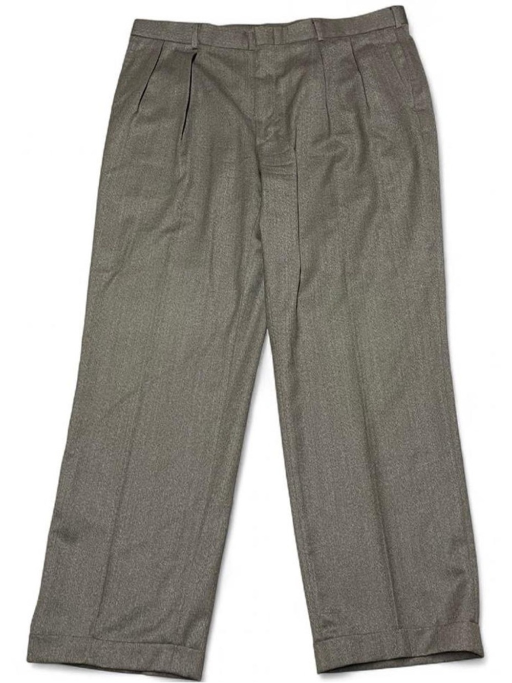 Vintage 90s Lands End 40x31 Brown USA Dress Pants Worsted 100% Wool Pleated Cuff